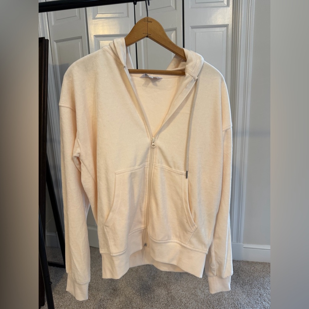 Women's Casual Cream Zip-Up Hoodie